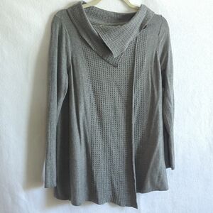 Soft Surroundings Gray Cardigan Sweater Textured Knit Contrast Size PS